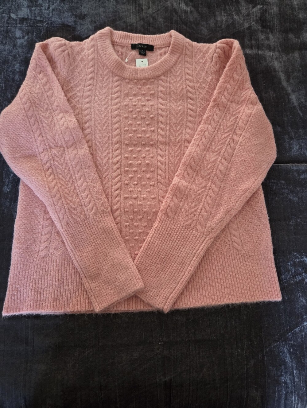 J.Crew NWT Blush Pink Merino Wool Alpaca Cable Knit Sweater Size M